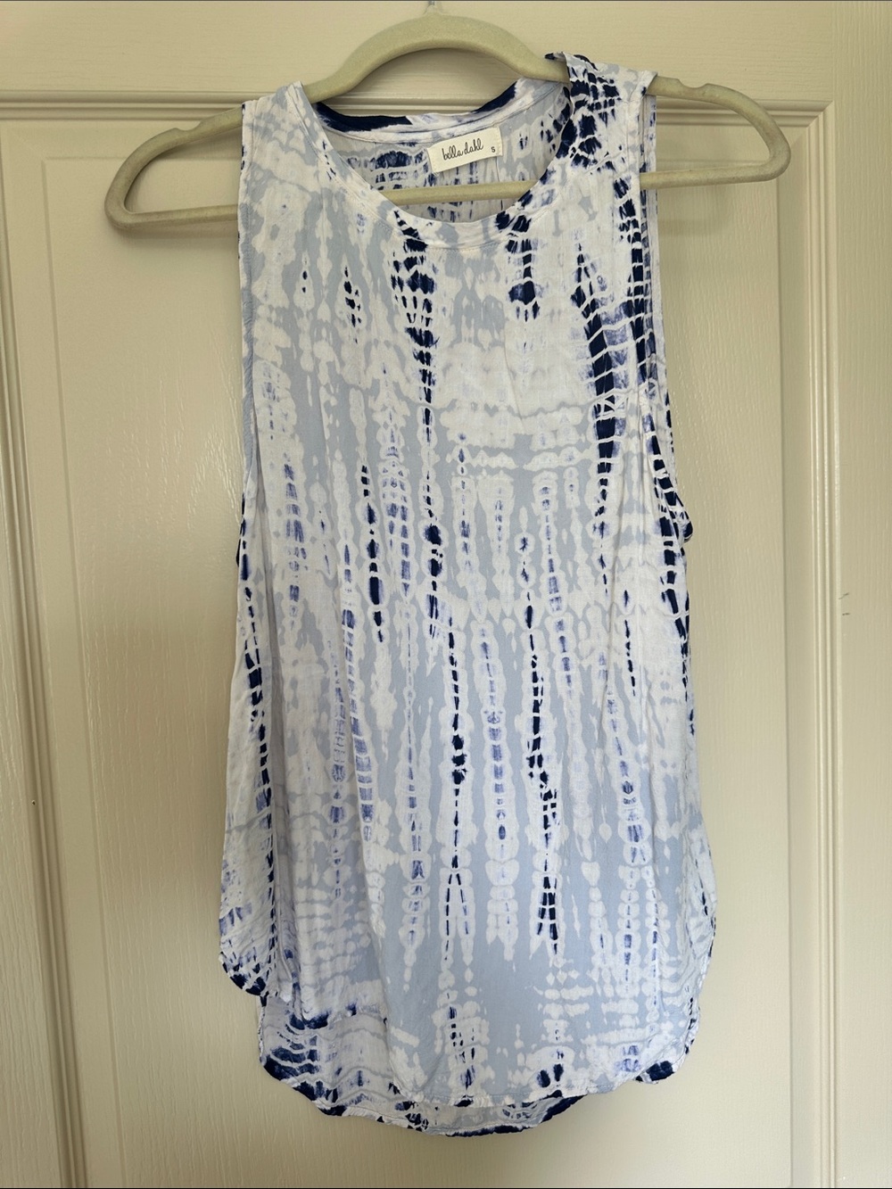 Bella Dahl White and Navy Tie-Dye Tank Top